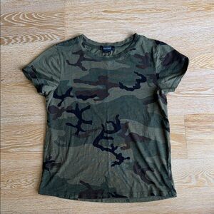 Sanctuary Olive Green Camo Crewneck Tee